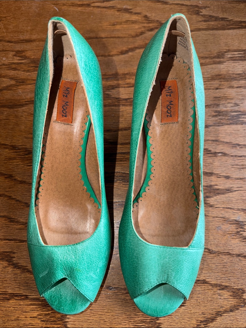 Miz Mooz Teal Peep-Toe Wedge Pumps - Picture 2 of 3
